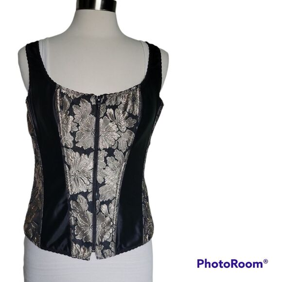 TESA BLACK GOLD FLORAL STRIPE CORSET - 40 - Picture 1 of 10